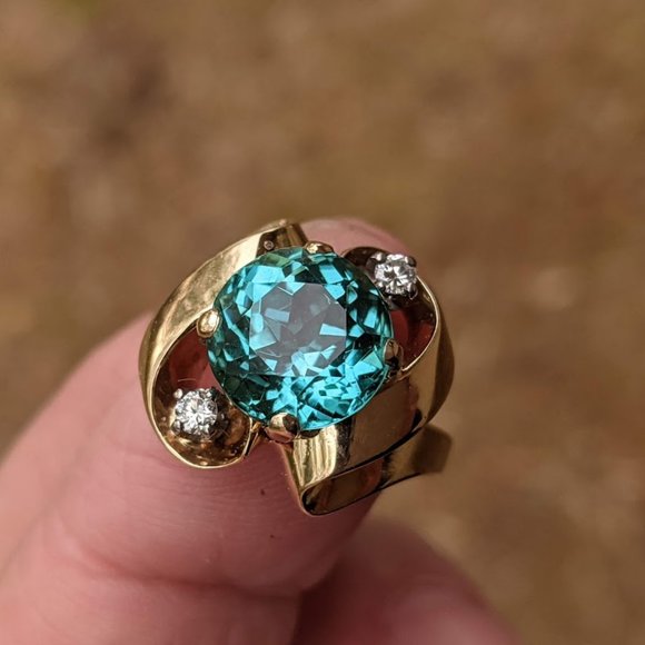 14k Gold Aqua Tourmaline Ring - Picture 6 of 8